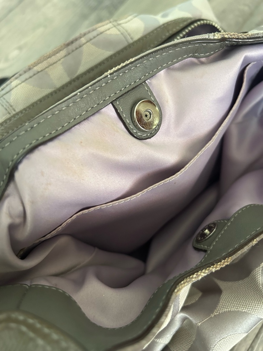 Coach Madison Op Art Hobo Shoulder Bag Silver Purple Lining - Picture 12 of 16